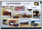 Oldtimers – Luxe postzegel pakket (A6 formaat) : collectie van 25 verschillende postzegels van oldtimers – kan als ansichtkaart in een A6 envelop - authentiek cadeau - kado - geschenk - kaart - oldtimer - oude auto's - oude motoren - ford - mercedes