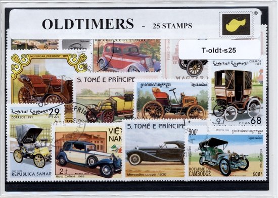 Thumbnail van een extra afbeelding van het spel Oldtimers – Luxe postzegel pakket (A6 formaat) : collectie van 25 verschillende postzegels van oldtimers – kan als ansichtkaart in een A6 envelop - authentiek cadeau - kado - geschenk - kaart - oldtimer - oude auto's - oude motoren - ford - mercedes