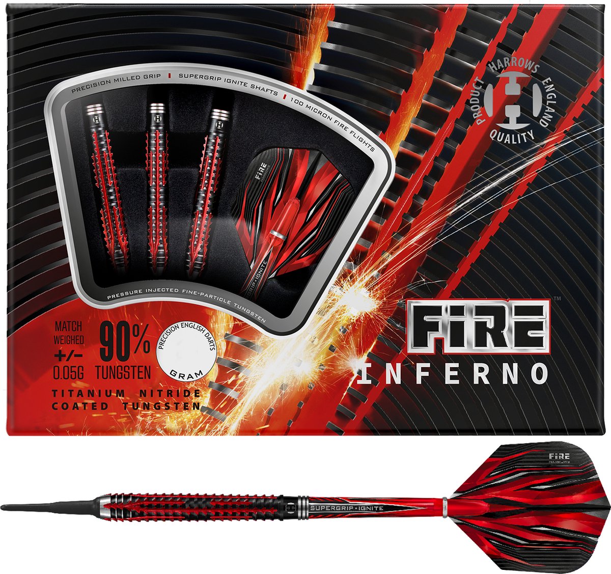 Harrows Fire Inferno 90% Soft Tip - Dartpijlen