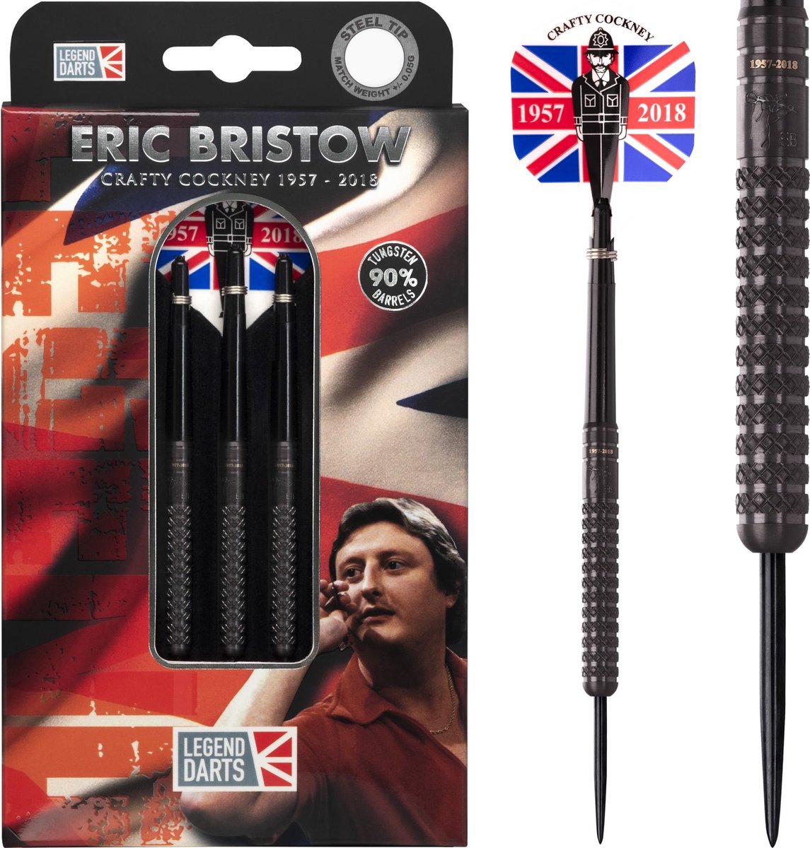 Legend Darts Eric Bristow Crafty Cockney Black Knurled 90% - Dartpijlen 23 Gram