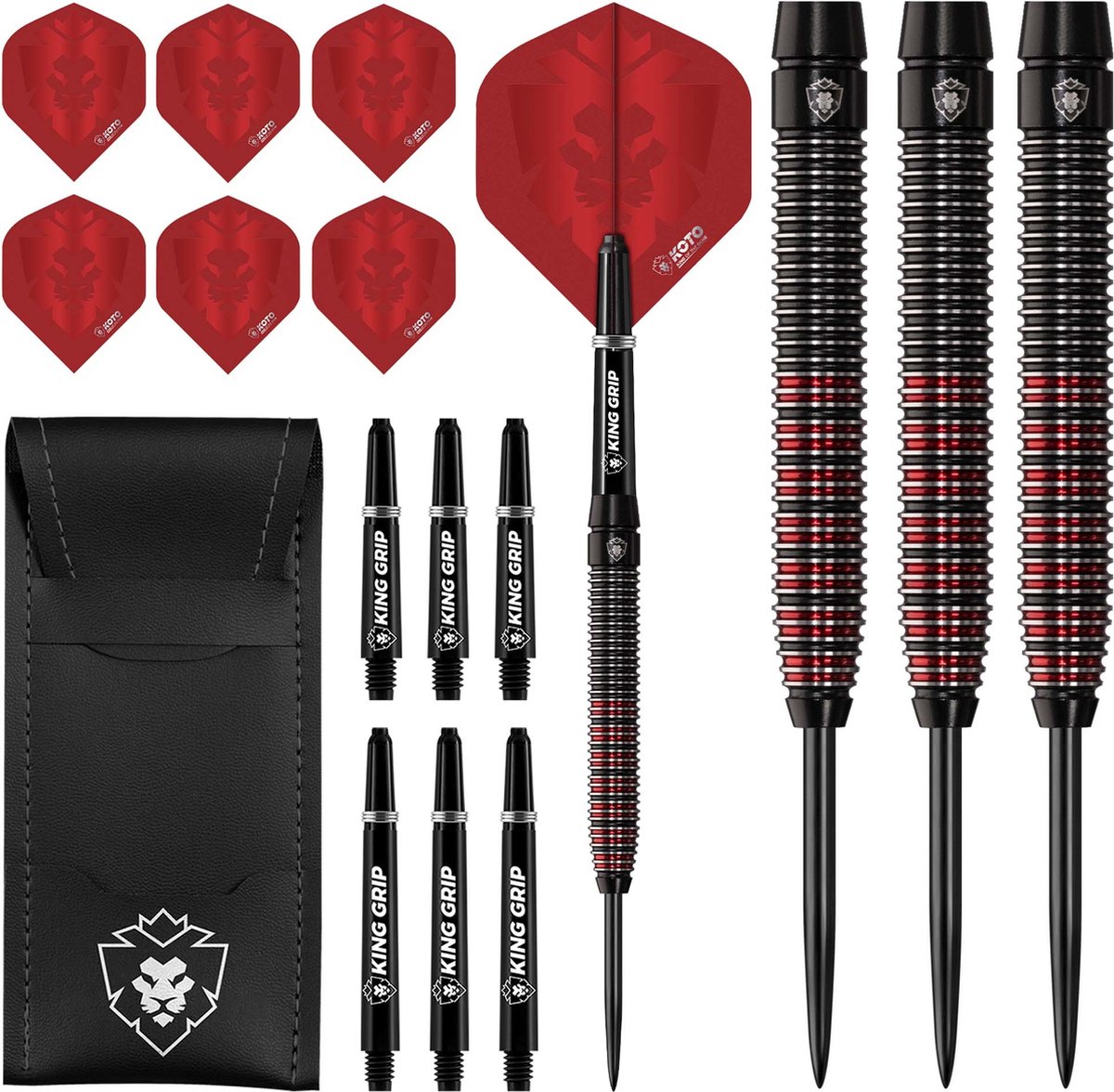 KOTO Kingfinity Black & Red 90% - Dartpijlen - 24 Gram - Tungsten Darts - Zwart & Rood