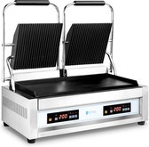 Royal Catering Dubbele Contactgrill - 2 x 1.800 W - 10057 - glad / geribbeld