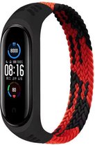 Xiaomi Mi band 3/4/5/6 gevlochten band - rood zwart - Geschikt voor