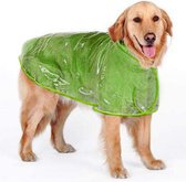 Regenjas hond - maat L - groen - waterdicht - hondenjas - met buikband - verstelbaar met drukknopen - regenjas voor kleine honden - hondenkleding - voor honden tot 5 kg - ruglengte 35 cm