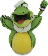 Dierenbeeldje kikker freddy de Tennis kampioen - hoogte 12 cm -groene kikker - kikkerbeeld -SPORT BEELD