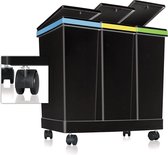 PRULLENBAK AFVALSCHEIDEN -SMARTY ECOBIN 3 afzonderlijke afvalontdekking bin 63L - 55 x 34 x 50cm - zwart - (WK 02122)