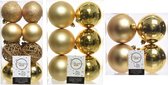 Kerstversiering kunststof kerstballen goud 6-8-10 cm pakket van 36x stuks - Kerstboomversiering