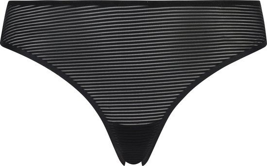 Hunkemöller Lingerie Dames Invisible string Stripe mesh  - Zwart