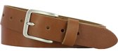 Leren Dames/Heren Riem | 4cm breed | Riemmaat: 85cm (totale lengte: 100cm) | 100% echt leer | Kleur: cognac | Nikkelvrije gesp