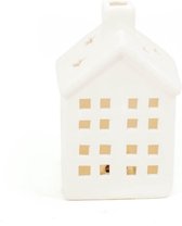 Housevitamin - Dolomieten Huisje / Kerstversiering - met Led verlichting - 9X7X17,5 cm ( M ) – Wit
