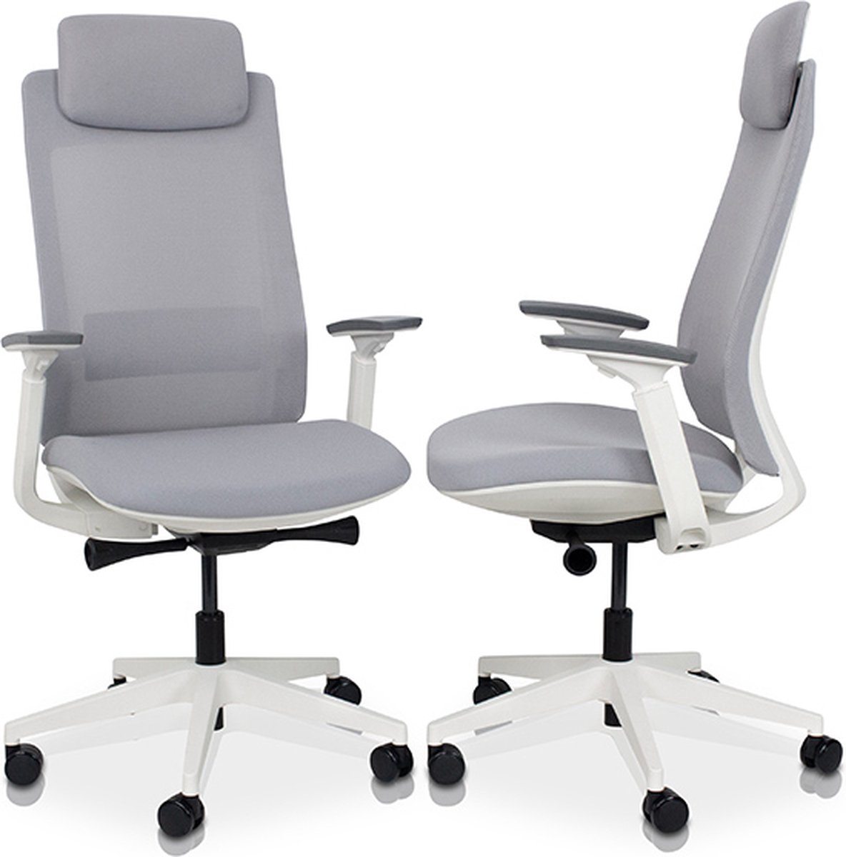 MRC PRO High Design gray/white | Ergonomische bureaustoel | Arbo verantwoord | Zachte wielen