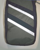 Beenzak met een wolvachtvoering, XXL. Kleur; grijs met marineblauwe strepen (en reflektie)