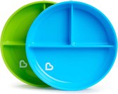 Munchkin Bordjes met Zuignap - Anti-Slip - Vaatwasser- en Magnetronbestendig - Per 2 Stuks - Vanaf 6 Maanden - Blauw/Groen
