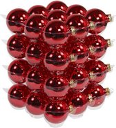 Oneiro's luxe kerstballen Glans Rood - SET VAN 36 - 6 cm - kerstbal - luxe verpakking – kerstcollectie – kerstdecoratie – kerstboomhanger – kerstversiering