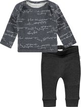 Noppies set(3delig) Broek Naura Grey en Shirt Ammiad met mutsje gestreept - Maat 50