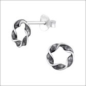Aramat jewels ® - Zilveren keltische oorbellen gedraaid 925 zilver 8mm geoxideerd