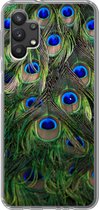 Geschikt voor Samsung Galaxy A32 5G hoesje - Close-up van veren van een pauw - Siliconen Telefoonhoesje