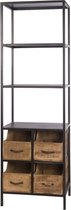 Tv meubel - vintage iron cabinet with wooden boxes 58x33x180cm - ijzer - 58x33x180