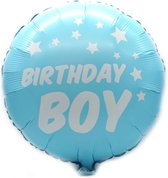 Folieballon Birthday Boy - 44cm - Babyblauw - Kinderfeest - jongen