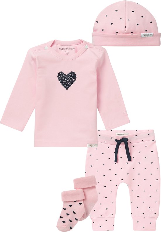 Noppies set (5delig) Roze broekje, shirt, mutsje en 2 paar sokjes - Maat 74