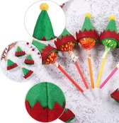Set van 10 kleine groene / rode elfen (kerstman / kabouter) mutsjes voor kerstmis (uitdeel cadeau / traktatie / trakteren)