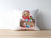 Sierkussen - Kerst Kussen Met Afbeelding:golden Retriever Merry Christmas | Kerst Decoratie | Kerst Versiering | Grappige Cadeaus | Geschenk | Sierkussen