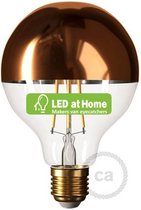 LEDatHOME - Koperen halve bol Globe G95 LED lamp 7W E27 2700K Dimbaar