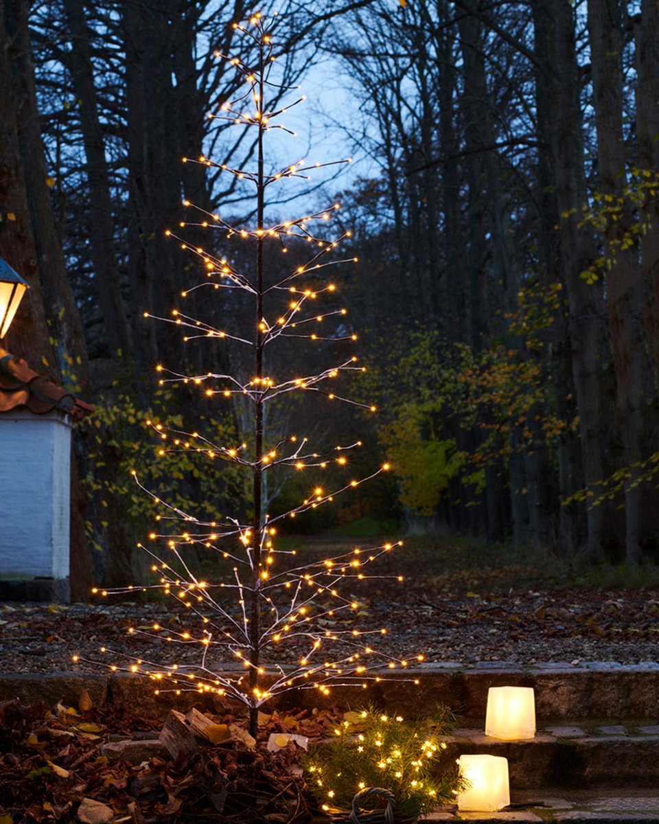 Sirius Isaac Kerstboom - H 160 cm - D 50 cm - bruin/sneeuweffect - 228 LED lichtjes - Indoor en outdoor