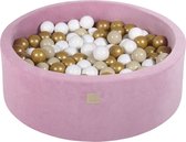 Ronde ballenbak VELVET 90x30 - Donker Roze incl 200 ballen - Goud, Beige, Wit | Ballenbakje.nl