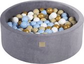 Ronde ballenbak VELVET 90x30 - Steel incl 200 ballen - Goud, Baby Blauw, Wit, Beige | Ballenbakje.nl