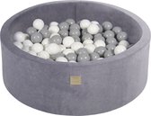 Ronde ballenbak VELVET 90x30 - Steel incl 200 ballen -  Grijs, Wit| Ballenbakje.nl