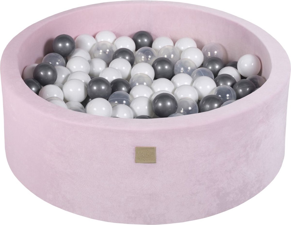 Ballenbak VELVET Poeder Roze - 90x30 incl. 200 ballen - Zilver, Wit, Transparant