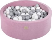 Ronde ballenbak VELVET 90x30 - Donker Roze incl 200 ballen - Wit, Grijs | NoussyToys.nl