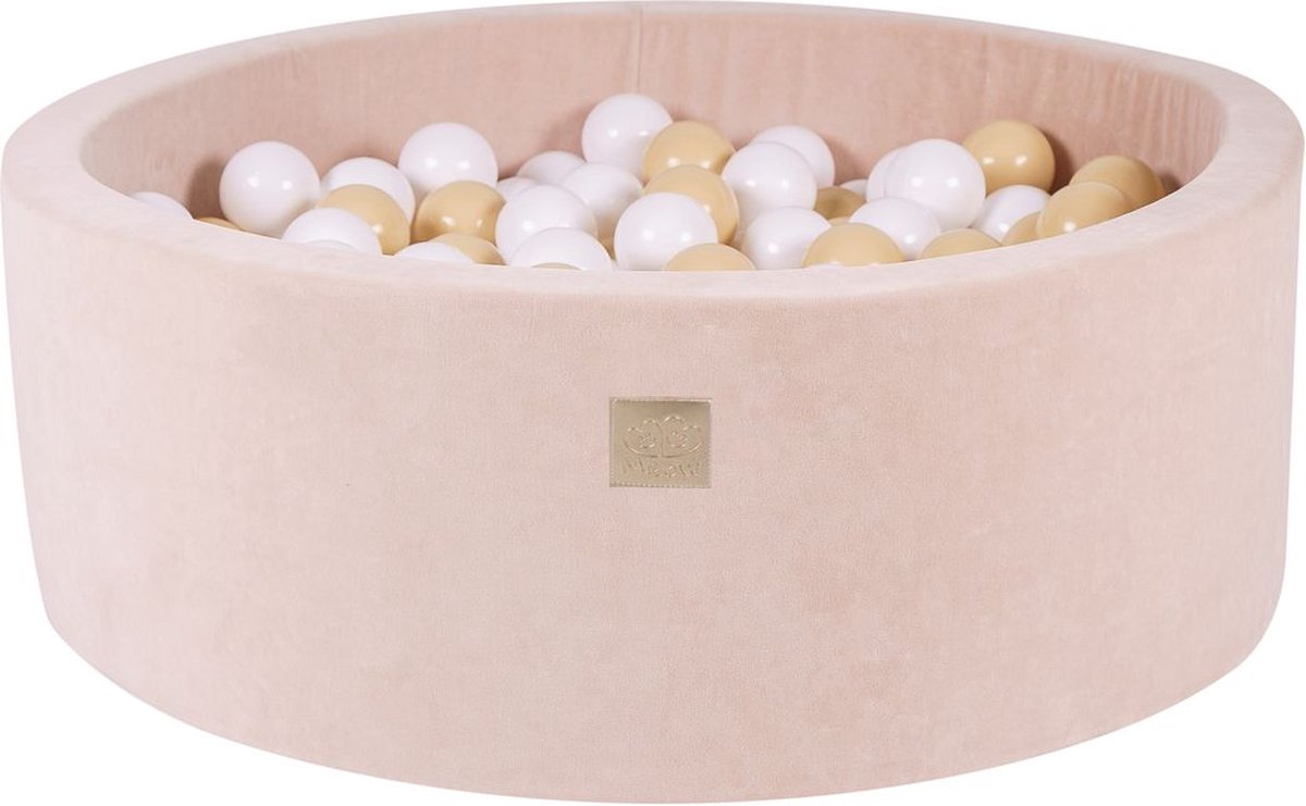 Ballenbak VELVET Ecru - 90x30 incl. 200 ballen - Beige, Wit