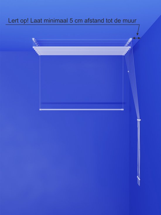 Heavy-duty Ruimtebesparend Plafond Wasrek - 7 stangen elk 140 cm lang