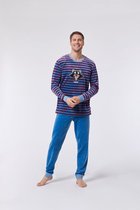 Woody pyjama jongens/heren - blauw-rood gestreept - wasbeer - 212-1-PLC-V/927 - maat XL