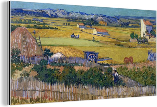 Wanddecoratie Metaal - Aluminium Schilderij Industrieel - De oogst - Vincent van Gogh - 80x40 cm - Dibond - Foto op aluminium - Industriële muurdecoratie - Voor de woonkamer/slaapkamer
