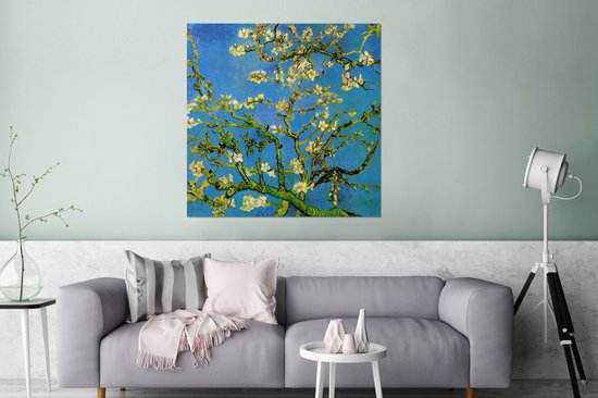 Décoration murale Métal - Peinture Aluminium Industriel - Fleur d'amandier - Vincent van Gogh - 90x90 cm - Dibond - Photo sur aluminium - Décoration murale industrielle - Pour le salon/chambre