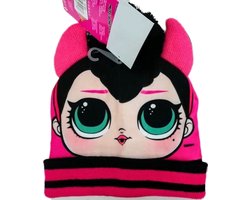 L.O.L.Surprise! Wintermuts kleur fuchsia maat 54 cm|L.O.L.Surprise ! Bonnet d'hiver couleur fuchsia taille 54 cm