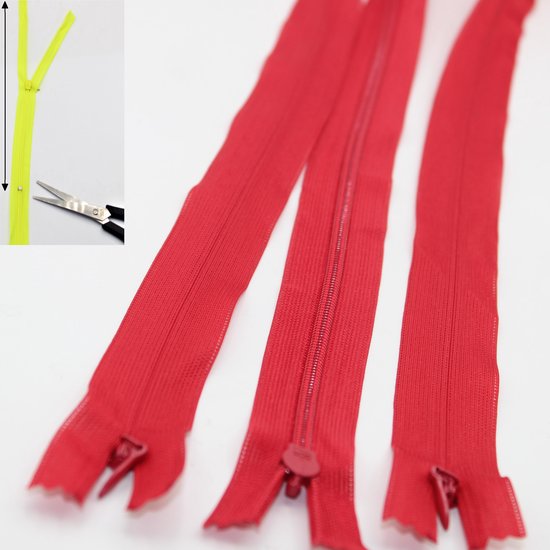 DOITEM 24 stuks nylon ritssluitingen, 24 kleuren, lengte 25 cm, breedte 2,5 cm, voor kleding, tas, etui