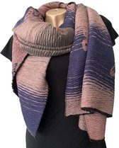 Lange Warme Dames Sjaal - Vlinder - 2-Zijdig - Roze - Blauw - Grijs - 200 x 65 cm