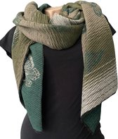 Warme Sjaal - Vlinderprint - 2-Zijdig - Groen/Grijs - 200 x 65 cm