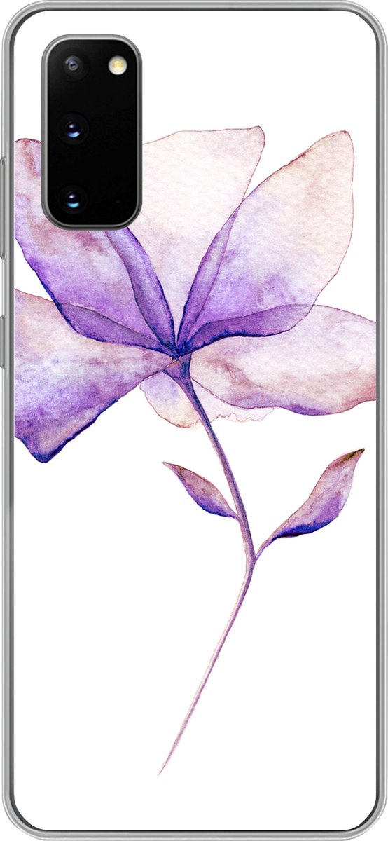Telefoonhoesje Geschikt voor Samsung Galaxy S20 hoesje - Bloemen - Waterverf - Paars - Siliconen Telefoonhoesje Telefoonhoesje