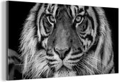 Wanddecoratie Metaal - Aluminium Schilderij Industrieel - Dierenprofiel Sumatraanse tijger in zwart-wit - 160x80 cm - Dibond - Foto op aluminium - Industriële muurdecoratie - Voor de woonkamer/slaapkamer