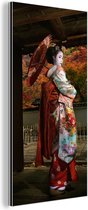 Wanddecoratie Metaal - Aluminium Schilderij Industrieel - Geisha bij Gion in Japan - 40x80 cm - Dibond - Foto op aluminium - Industriële muurdecoratie - Voor de woonkamer/slaapkamer