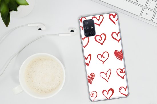 Coque Samsung Galaxy A71 - Une illustration avec des coeurs de différentes formes - Coque en Siliconen pour téléphone