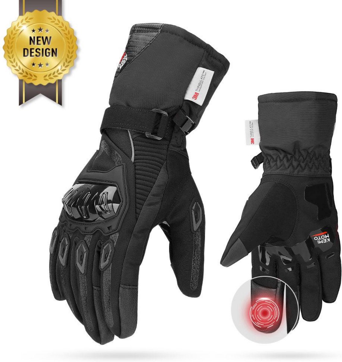 PROANTI Motorhandschoenen van leer voor de winter, maat XL