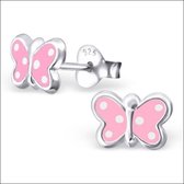 Aramat jewels ® - 925 sterling zilveren kinder oorbellen vlinder roze 8mm