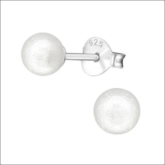 Aramat jewels ® - Zilveren pareloorbellen mat wit 925 zilver wit 5mm