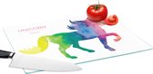 Planche à découper en Verres - 39x28 - Une illustration d'une licorne aux couleurs de l'arc-en-ciel - Filles - Enfants - Kids - Planches à découper en Glas